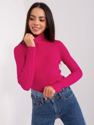 Golf sweter dopasowany prążkowany fuksjowy S/M