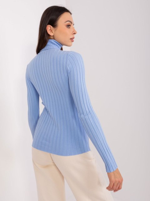 Golf sweter dopasowany prążkowany jasny niebieski Golf sweter dopasowany prążkowany jasny niebieski