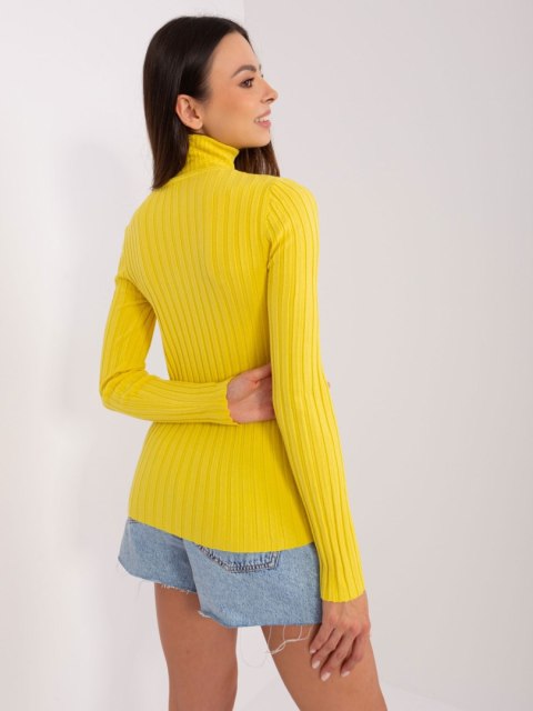 Golf sweter dopasowany prążkowany żółty Golf sweter dopasowany prążkowany żółty