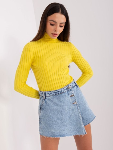 Golf sweter dopasowany prążkowany żółty Golf sweter dopasowany prążkowany żółty