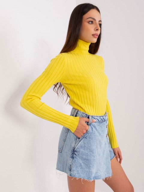 Golf sweter dopasowany prążkowany żółty Golf sweter dopasowany prążkowany żółty