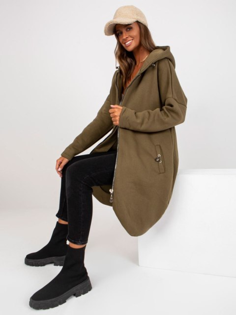 Bluza długa khaki z kapturem i suwakiem Tina S/M Bluza długa khaki z kapturem i suwakiem Tina S/M