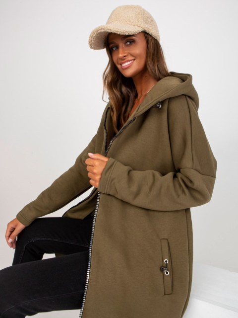 Bluza długa khaki z kapturem i suwakiem Tina S/M Bluza długa khaki z kapturem i suwakiem Tina S/M