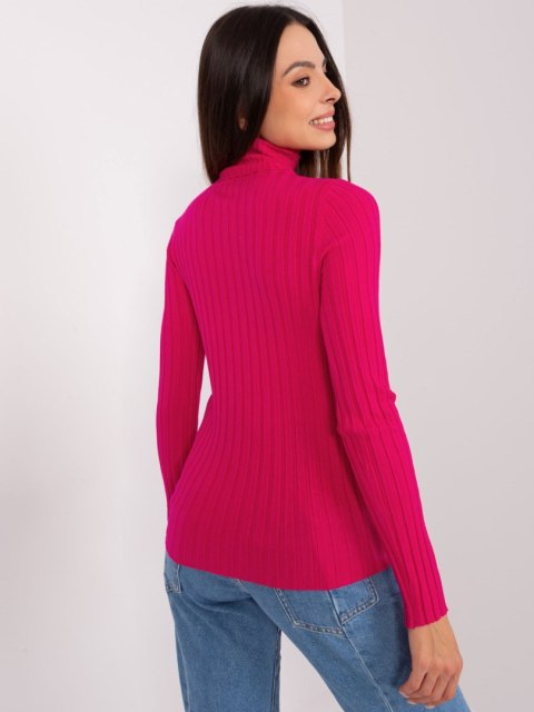 Golf sweter dopasowany prążkowany fuksjowy Golf sweter dopasowany prążkowany fuksjowy