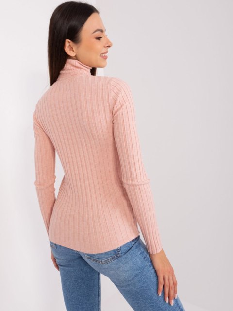 Golf sweter dopasowany prążkowany jasny różowy M/L