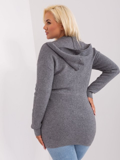 Sweter plus size z kapturem ciemny szary XL/XXL Sweter plus size z kapturem ciemny szary XL/XXL