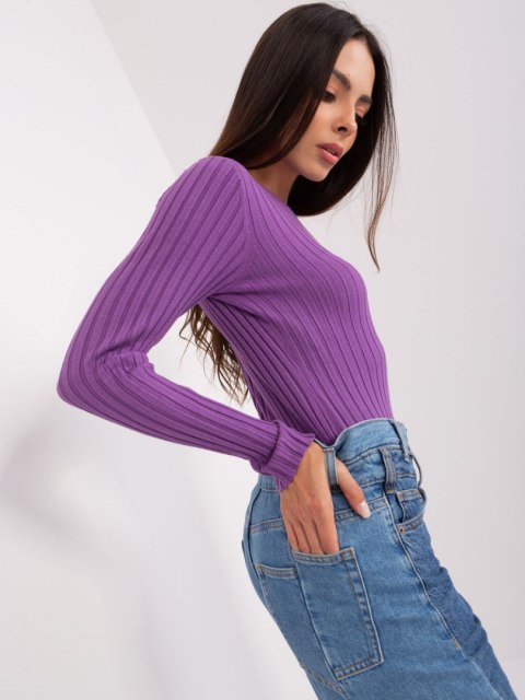 Sweter damski klasyczny w prążek fioletowy S/M Sweter damski klasyczny w prążek fioletowy S/M