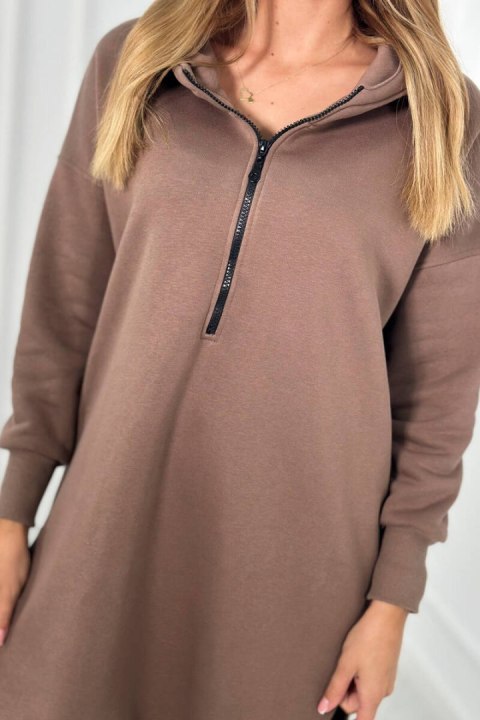 Bluza z rozcięciami na bokach i kapturem mocca Bluza z rozcięciami na bokach i kapturem mocca