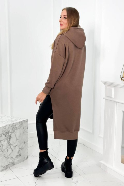 Bluza z rozcięciami na bokach i kapturem mocca Bluza z rozcięciami na bokach i kapturem mocca