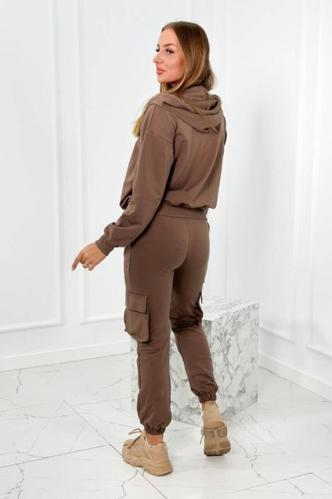 Komplet 3 w 1 bluza + top + spodnie mocca