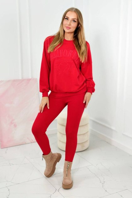 Komplet bawełniany California czerwony bluza i legginsy