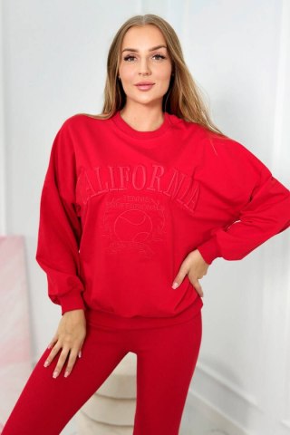 Komplet bawełniany California czerwony bluza i legginsy