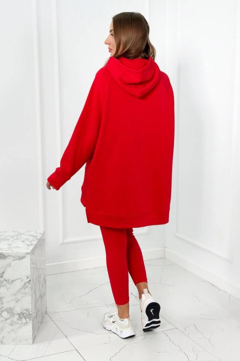 Komplet bawełniany bluza ocieplana i legginsy czerwony Komplet bawełniany bluza ocieplana i legginsy czerwony