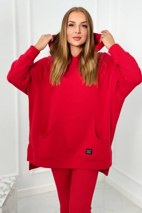 Komplet bawełniany bluza ocieplana i legginsy czerwony Komplet bawełniany bluza ocieplana i legginsy czerwony