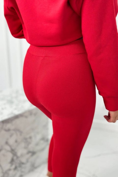 Komplet bawełniany bluza ocieplana i legginsy czerwony Komplet bawełniany bluza ocieplana i legginsy czerwony