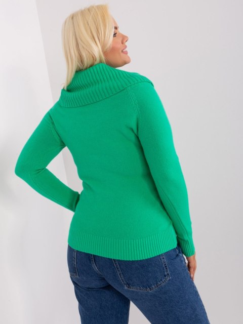 Sweter damski zielony plus size z lejącym golfem M/L Sweter damski zielony plus size z lejącym golfem M/L