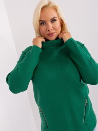 Sweter damski zielony z półgolfem i zamkiem XXL/XXXL