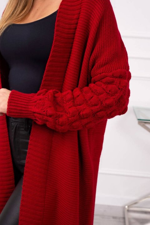 Sweter z bąbelkami na rękawie czerwony kardrigan Sweter z bąbelkami na rękawie czerwony kardrigan