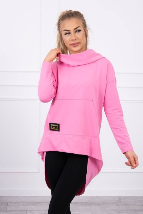 Bluza z długim tyłem i kapturem różowa
