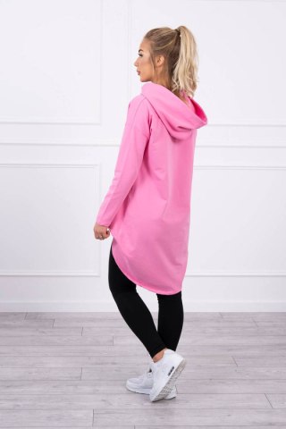 Bluza z długim tyłem i kapturem różowa