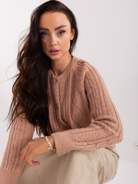 Sweter beżowy damski rozpinany w warkocze włoski Sweter beżowy damski rozpinany w warkocze włoski