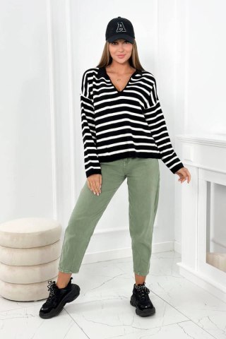 Sweter w paski czarny