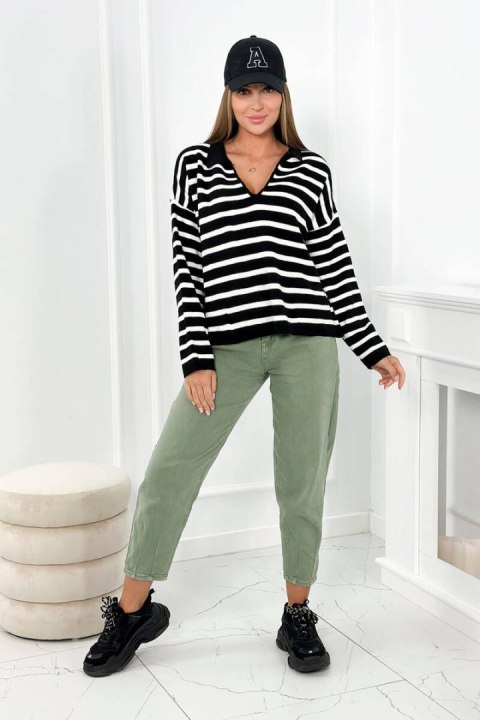 Sweter w paski czarny