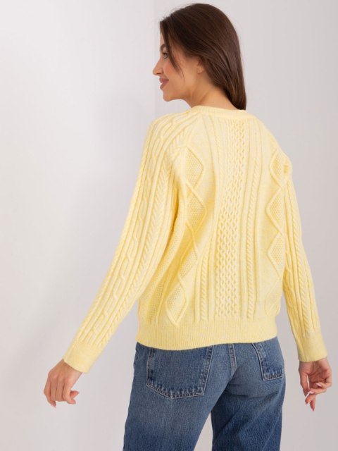 Sweter żółty damski rozpinany w warkocze włoski Sweter żółty damski rozpinany w warkocze włoski