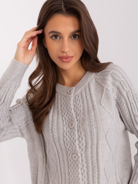 Sweter szary damski rozpinany w warkocze włoski Sweter szary damski rozpinany w warkocze włoski