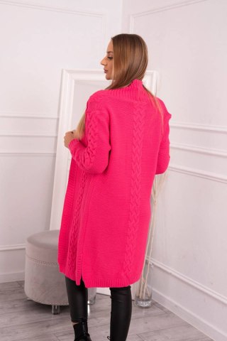 Sweter Kardigan splot warkocz różowy neon
