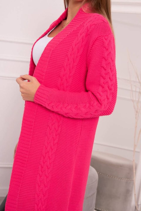 Sweter Kardigan splot warkocz różowy neon