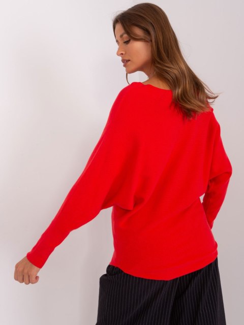 Sweter dzianinowy czerwony oversize gładki S/M Sweter dzianinowy czerwony oversize gładki S/M