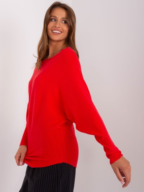 Sweter dzianinowy czerwony oversize gładki S/M Sweter dzianinowy czerwony oversize gładki S/M