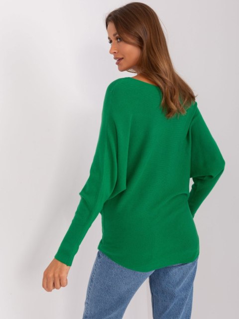 Sweter dzianinowy zielony oversize gładki S/M Sweter dzianinowy zielony oversize gładki S/M