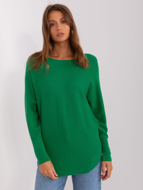 Sweter dzianinowy zielony oversize gładki S/M Sweter dzianinowy zielony oversize gładki S/M