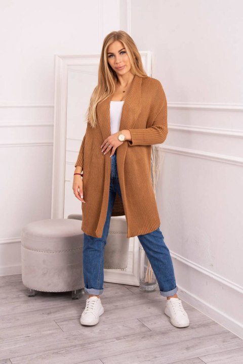 Sweter kardrigan z rękawami typu nietoperz camelowy