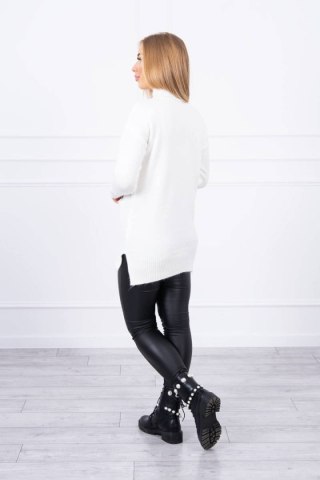 Sweter ze stójką ecru