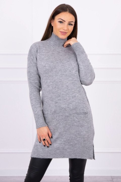 Sweter ze stójką szary