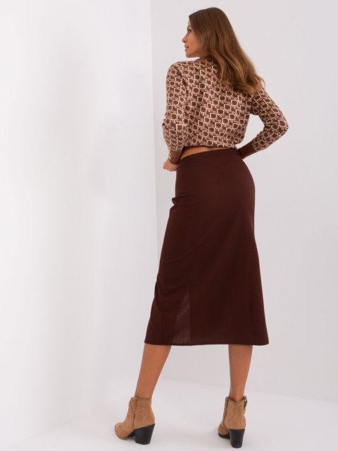 Brązowa spódnica elegancka biznesowa z rozporkiem S/M Brązowa spódnica elegancka biznesowa z rozporkiem S/M