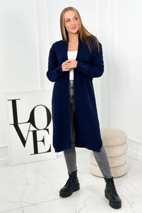 Sweter Kardigan splot warkocz granatowy