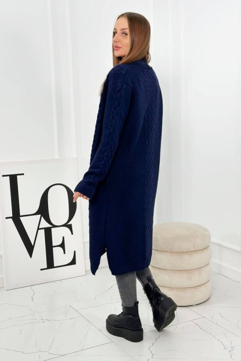 Sweter Kardigan splot warkocz granatowy