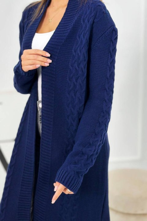 Sweter Kardigan splot warkocz granatowy
