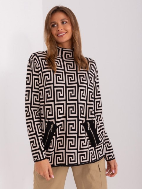 Sweter AT-SW-2341.00P czarno-beżowy Sweter AT-SW-2341.00P czarno-beżowy