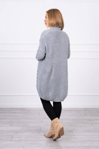 Sweter Kardigan splot warkocz szary
