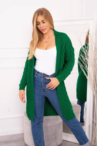 Sweter Kardigan splot warkocz zielony