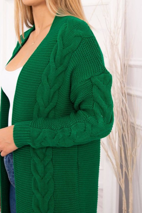 Sweter Kardigan splot warkocz zielony