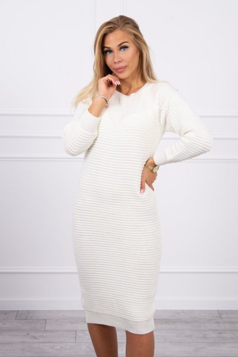 Sweter Sukienka w prążek ecru