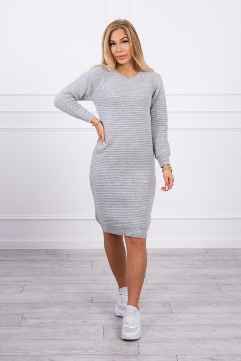 Sweter Sukienka w prążek szara