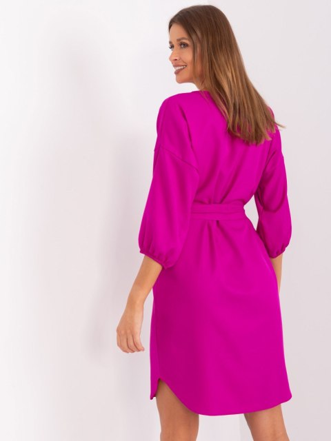 Sukienka fioletowa oversize do pracy rekaw 3/4 M Rue Paris Sukienka fioletowa oversize do pracy rekaw 3/4 M Rue Paris
