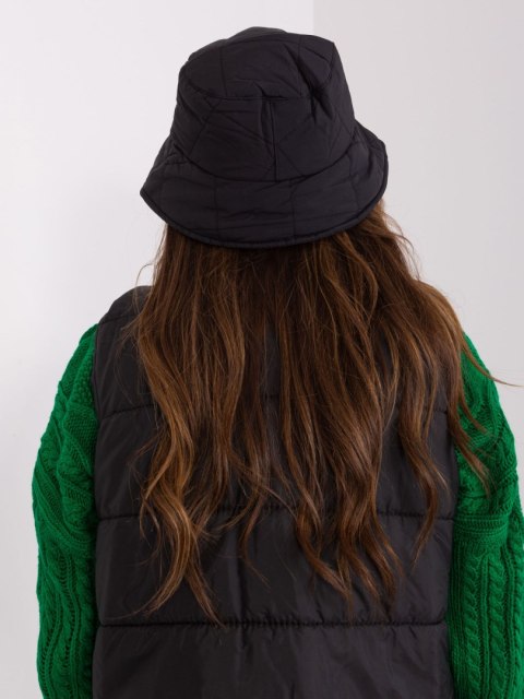 Czarny kapelusz typu bucket hat z pikowaniem Czarny kapelusz typu bucket hat z pikowaniem